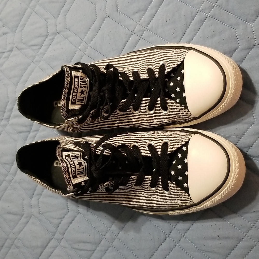 Stars Stripes Black White Converse Lo